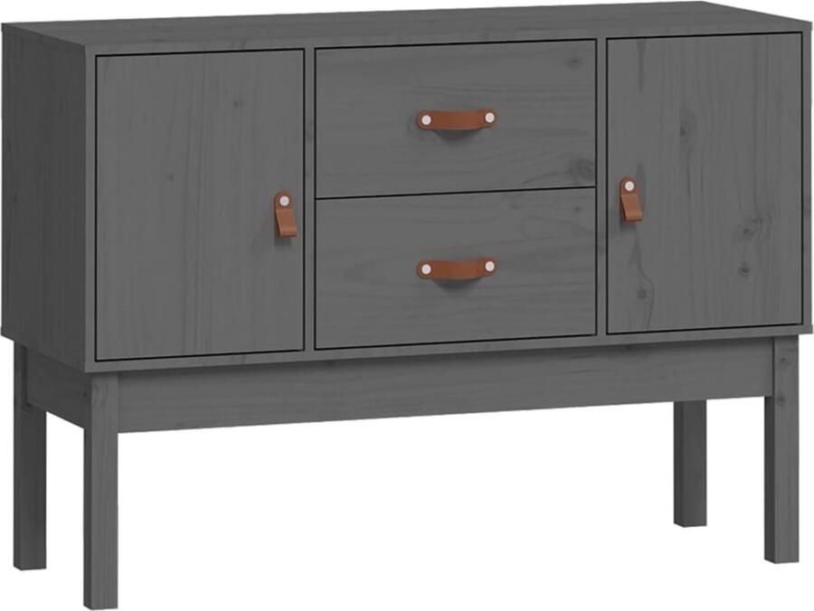 VidaXL Dressoir 110x40x78 cm Massief Grenenhout Grijs Dressoir Grenoble Hout Vintage Dressoir Landelijke Stijl Salontafel