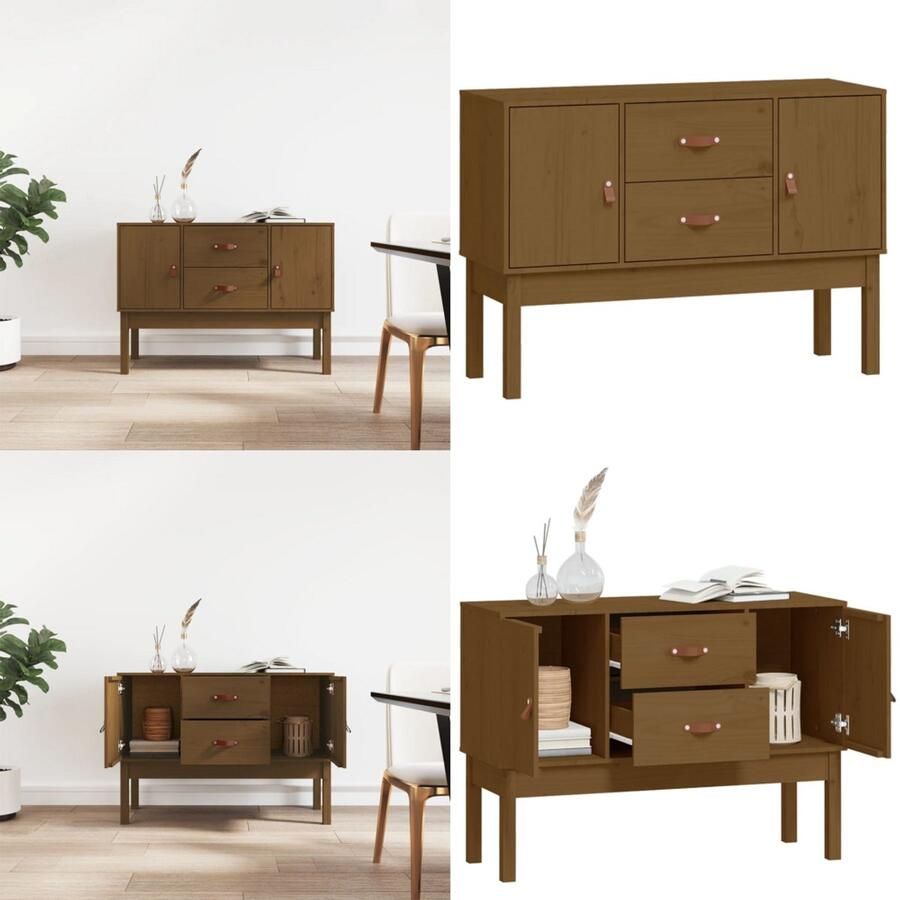 VidaXL Dressoir 110x40x78 cm massief grenenhout honingbruin Dressoir Dressoirs Kast Kasten