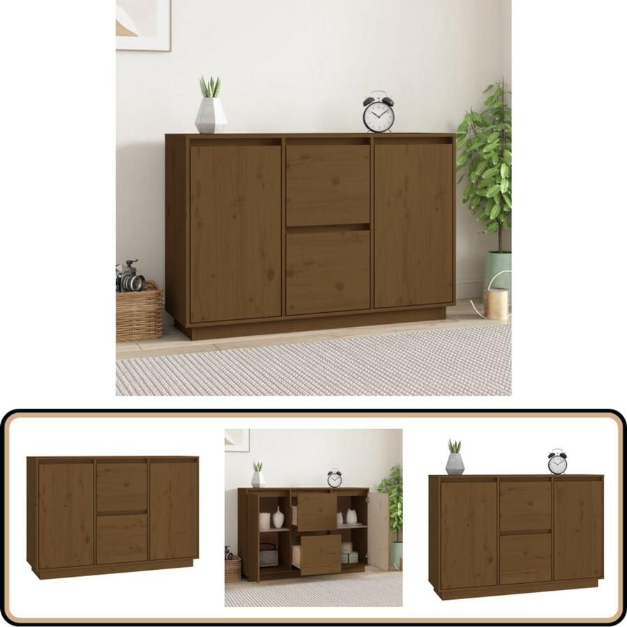VidaXL Dressoir Massief Grenenhout Honingbruin Dressoir Houten Dressoir Vintage Dressoir Klassieke Kast Salontafel