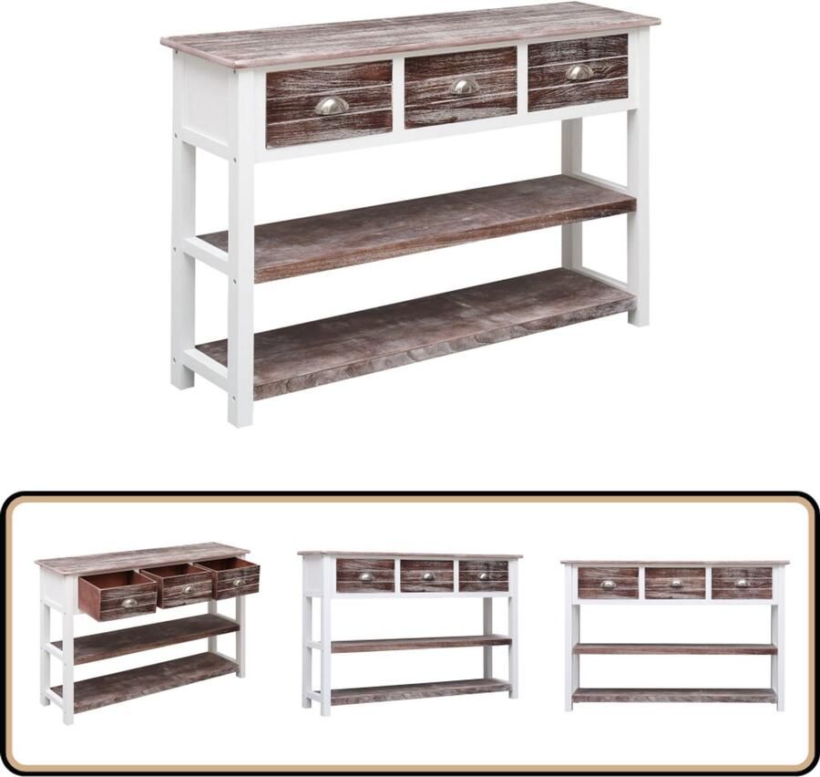 VidaXL -Dressoir-115x30x76-cm-hout-antiekbruin