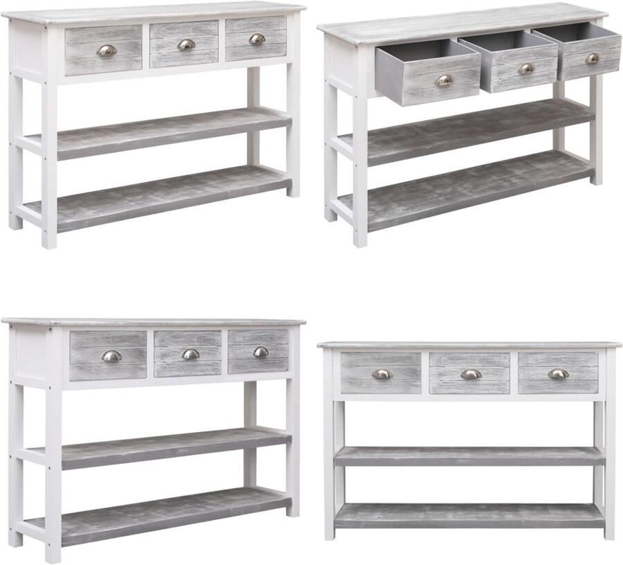 VidaXL Dressoir 115x30x76 cm hout antiekgrijs Dressoir Dressoirs Bijzetkast Bijzetkasten