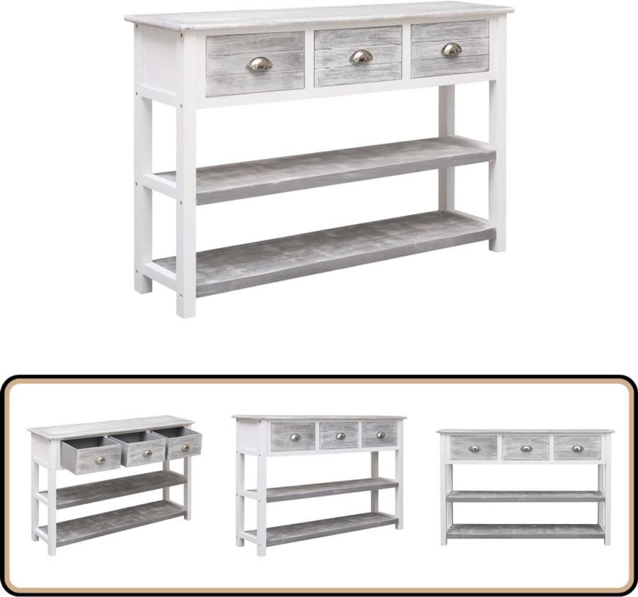 VidaXL -Dressoir-115x30x76-cm-hout-antiekgrijs