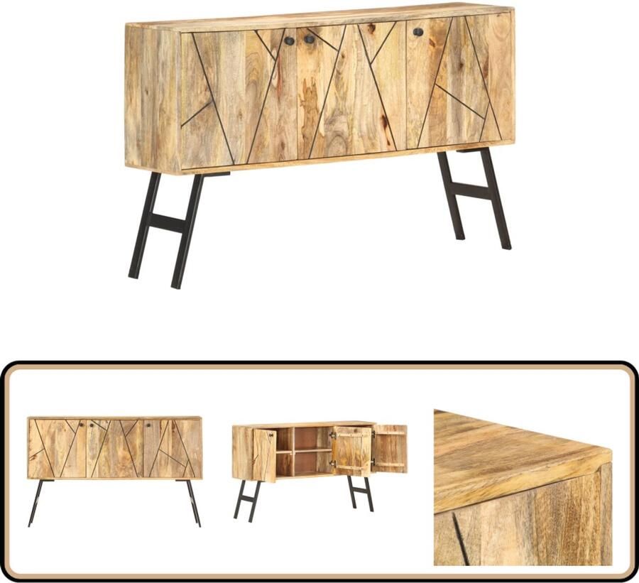 VidaXL Dressoir Massief Mangohout 118x30x75 cm Vintage Dressoir Mangohout Dressoir Industrieel Dressoir Salon Dresser Tv Stand
