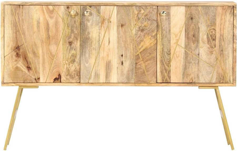 VidaXL Dressoir Mangohout 3 Deuren Stijlvol Design Dressoir Vintage Dresser Mangohouten Dressoir Salontafel Opslagmeubels - Foto 6