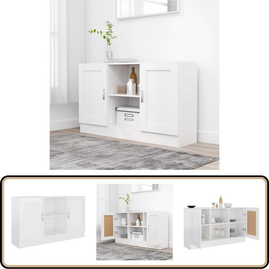 VidaXL Dressoir Hoogglans Wit 120x30 5x70 cm Dressoir Opbergkast Salontafel Witte Meubels Modern Meubel
