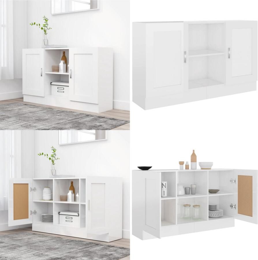 VidaXL Dressoir 120x30 5x70 cm bewerkt hout hoogglans wit Vitrine Vitrines Dressoir Dressoirs