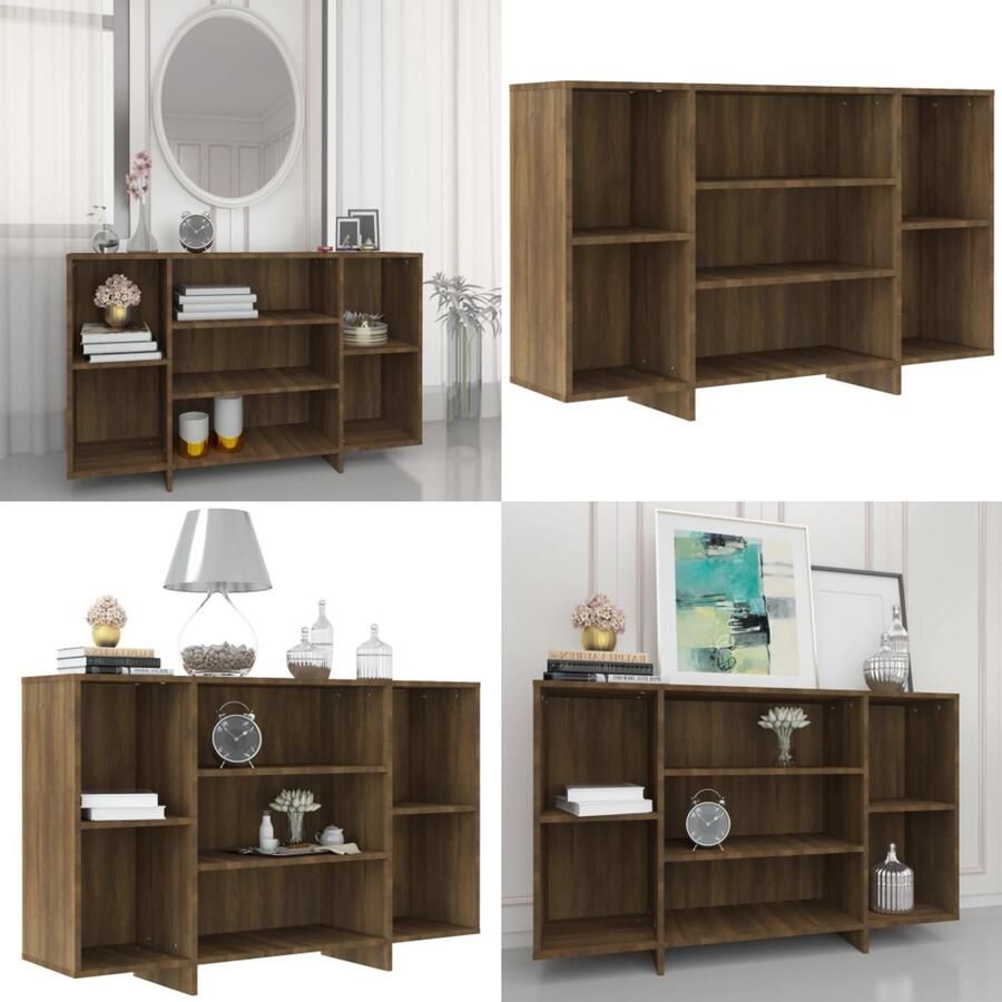 VidaXL Dressoir 120x30x75 cm bewerkt hout bruin eikenkleur Dressoir Dressoirs Opbergkast Buffetkast