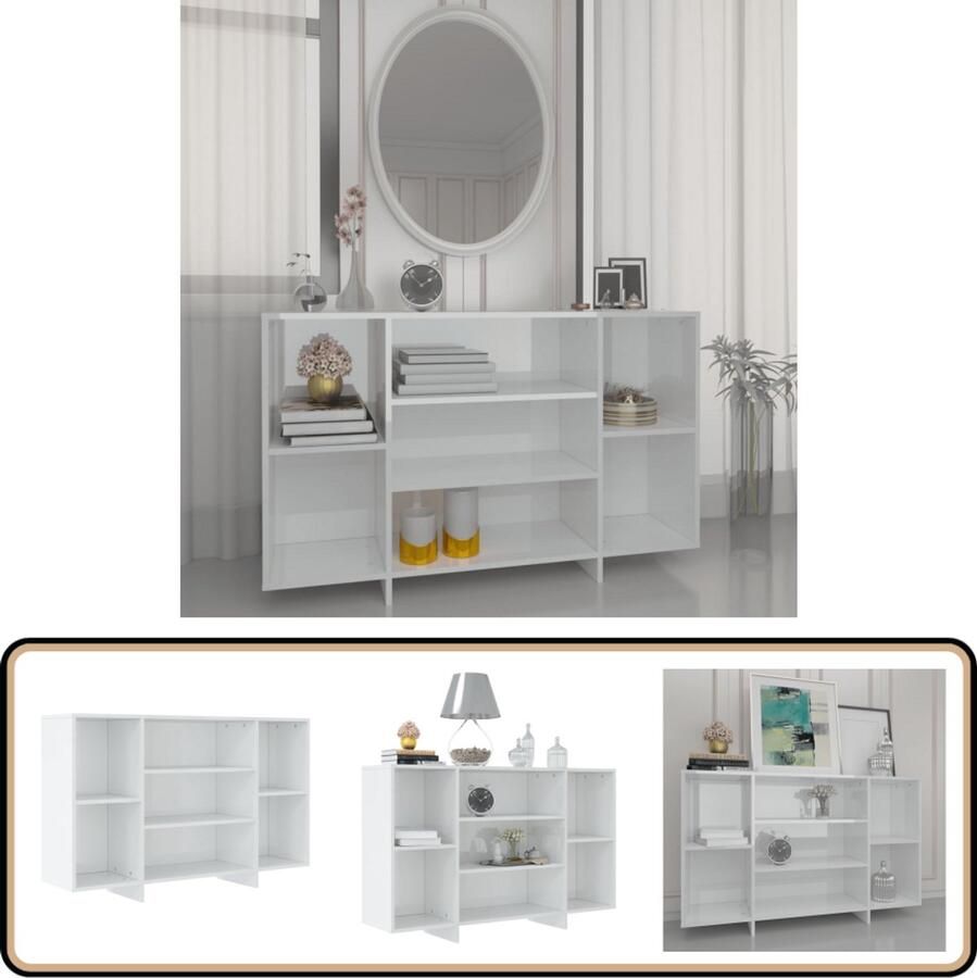 VidaXL Dressoir 120x30x75 cm bewerkt hout hoogglans wit