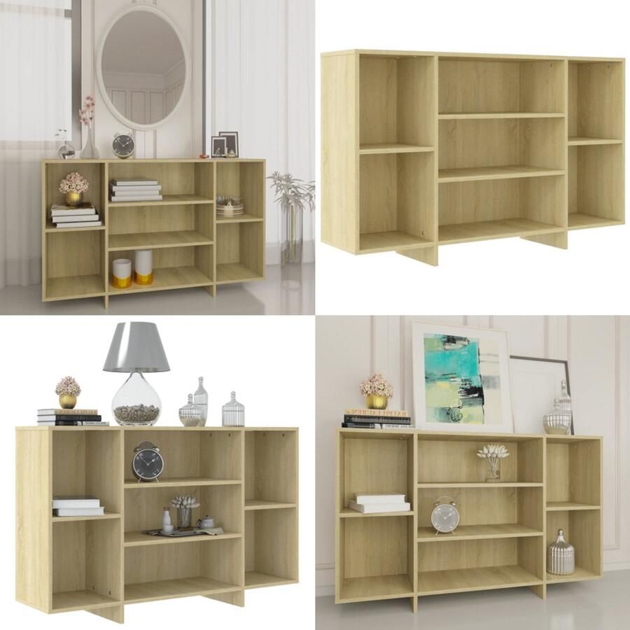 VidaXL Dressoir 120x30x75 cm bewerkt hout sonoma eikenkleurig Dressoir Dressoirs Opbergkast Buffetkast