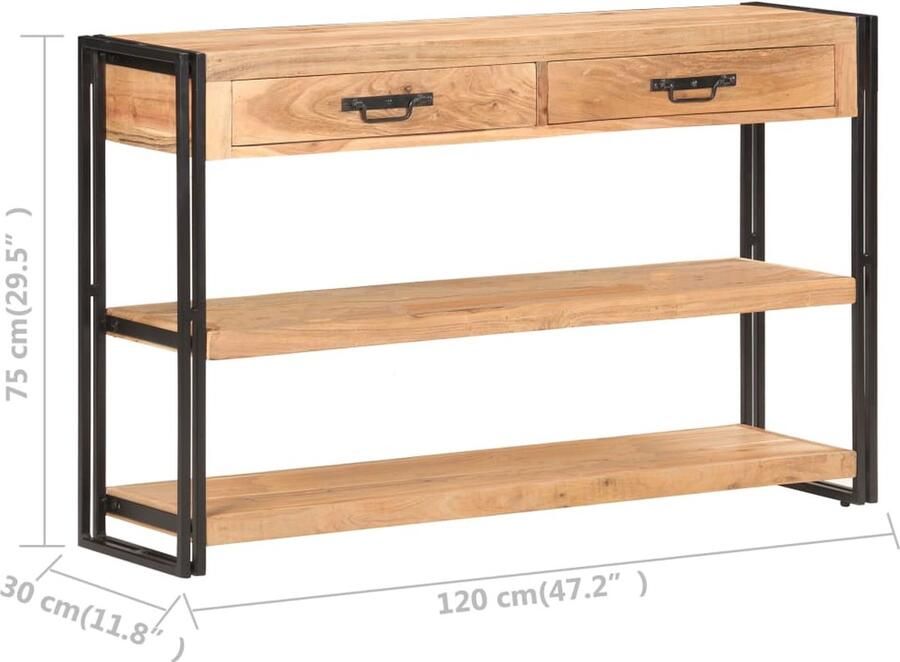 VidaXL Dressoir 120x30x75 cm massief acaciahout