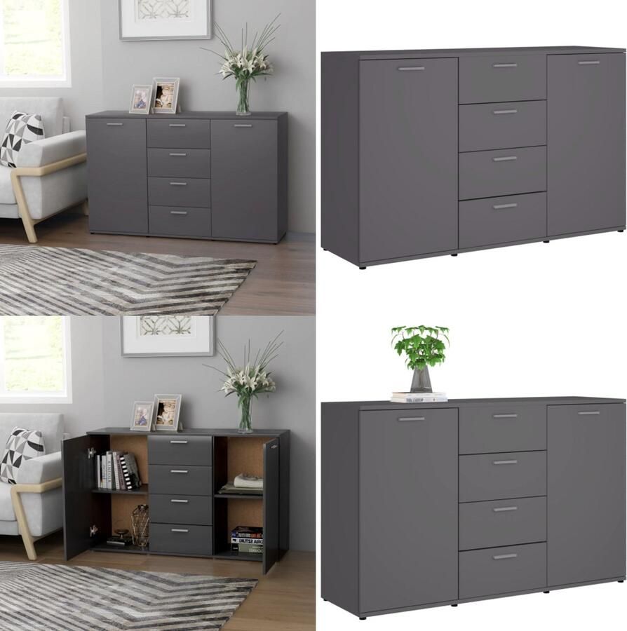VidaXL Dressoir 120x35 5x75 cm bewerkt hout grijs Dressoir Dressoirs Ladekast Ladekasten