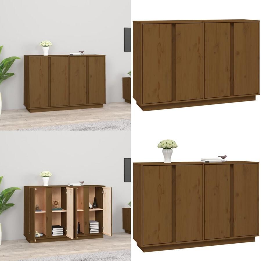 VidaXL Dressoir 120x35x80 cm massief grenenhout honingbruin Dressoir Dressoirs Kast Kasten