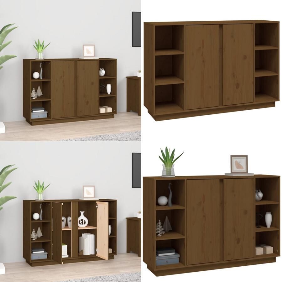 VidaXL Dressoir 120x35x80 cm massief grenenhout honingbruin Dressoir Dressoirs Kast Kasten
