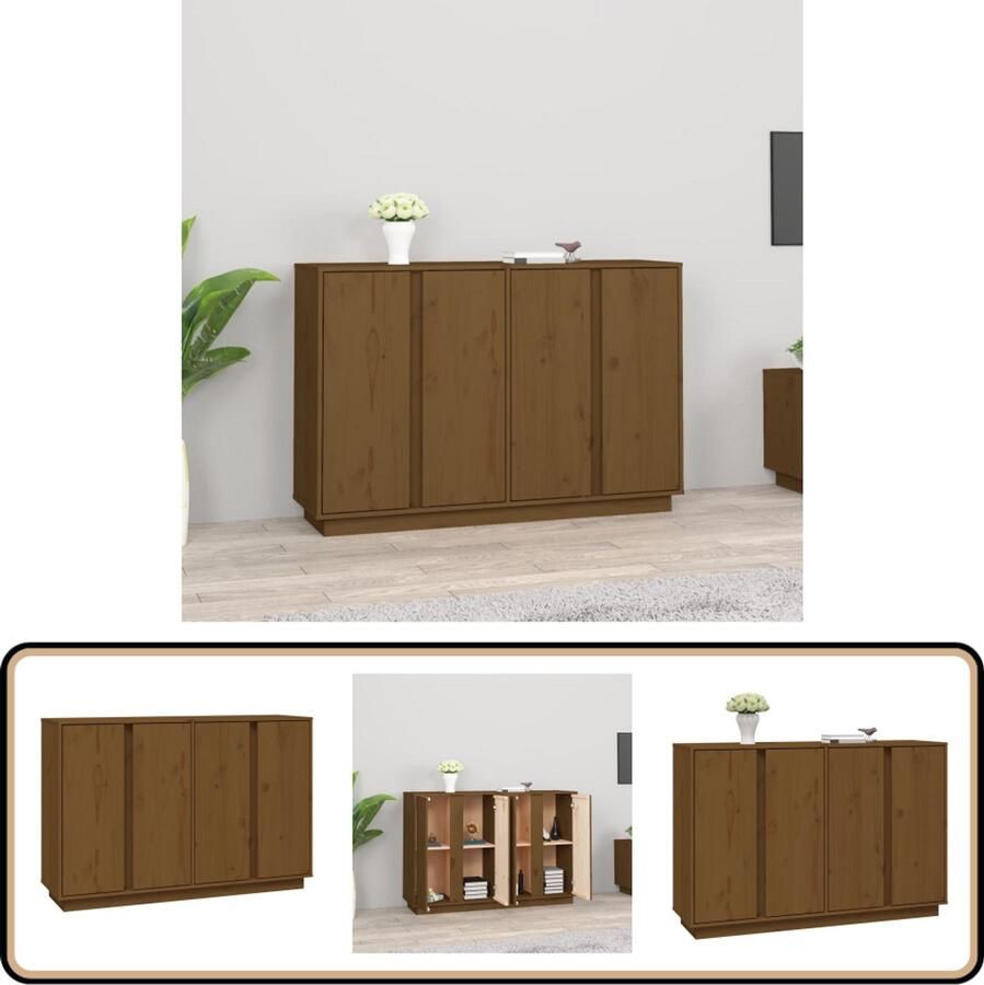 VidaXL Dressoir 120x35x80 cm Grenenhout Honingbruin Dressoir Houten Dressoir Grenoble Hout Vintage Dressoir Salontafel