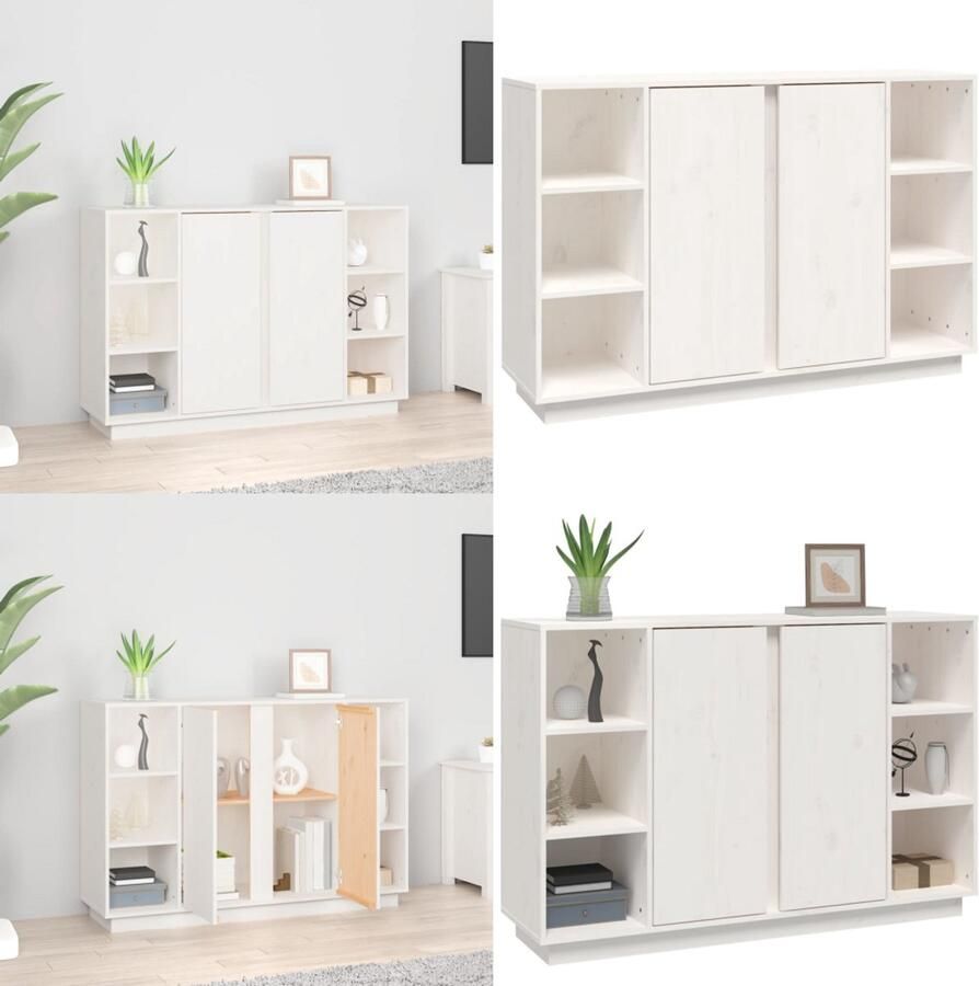 VidaXL Dressoir 120x35x80 cm massief grenenhout wit Dressoir Dressoirs Kast Kasten