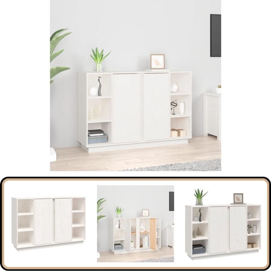 VidaXL Dressoir Wit 120x35x80 cm Grenenhout Dressoir Houten Dressoir Vintage Dressoir Salontafel Tv Tafel