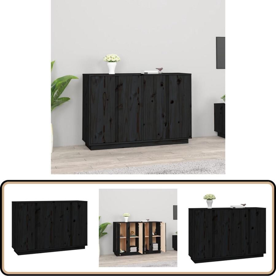 VidaXL Dressoir Zwart Massief Grenenhout 120x35x80 cm Dressoir Houten Dressoir Vintage Dressoir Klassiek Dressoir Salontafel