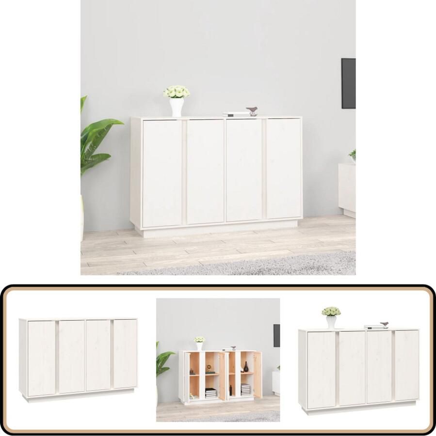VidaXL Dressoir 120x35x80 cm Wit Grenenhout Dressoir Houten Dressoir Grenenhouten Dressoir Vintage Dressoir Salontafel