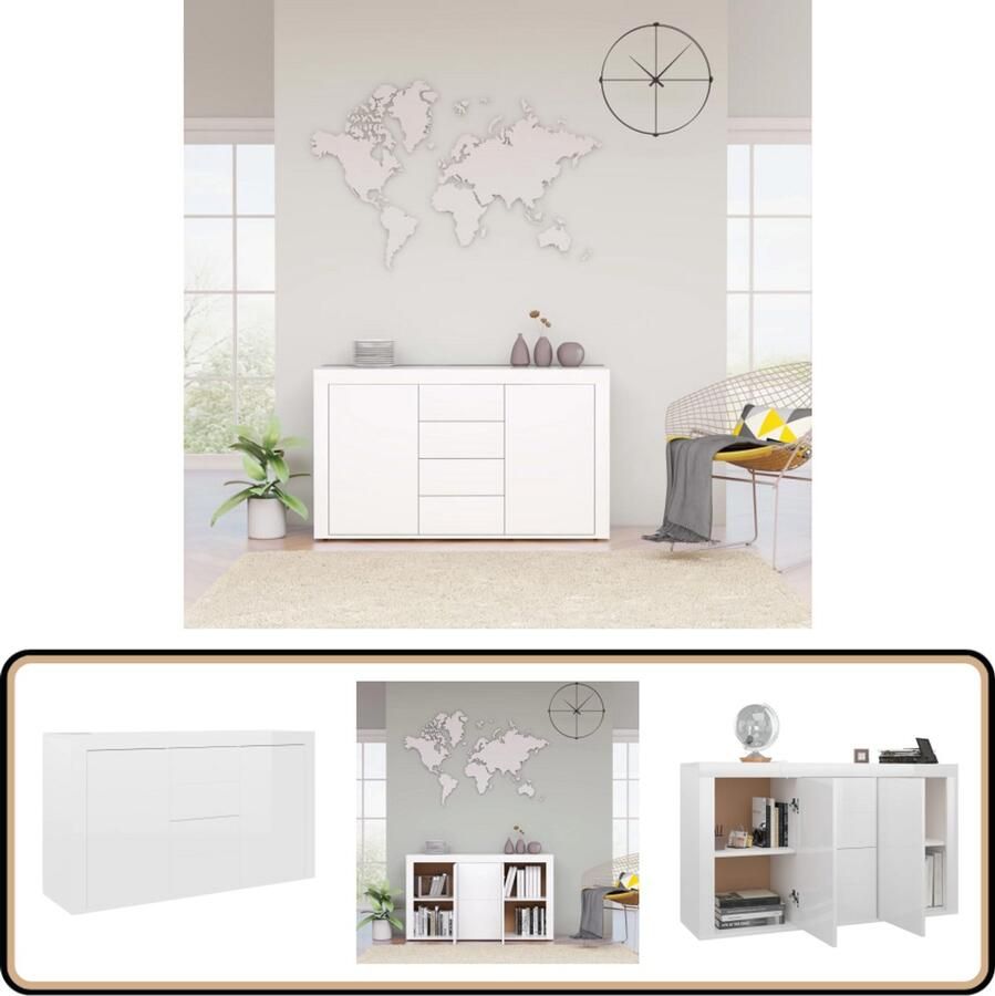 VidaXL Dressoir 120x36x69 cm Hoogglans wit Dressoir Bijzettafels Opbergkasten Salontafel Witte Meubels