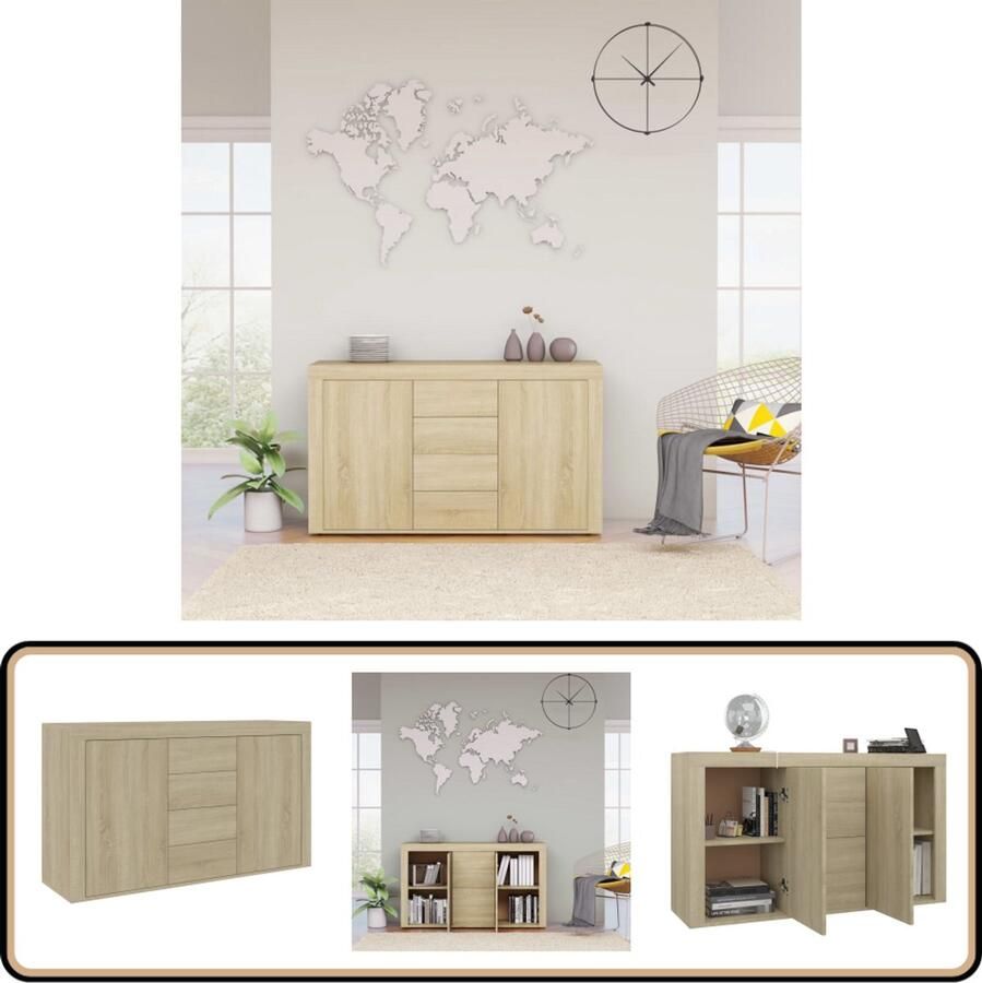 VidaXL -Dressoir-120x36x69-cm-bewerkt-hout-sonoma-eikenkleurig - Foto 3