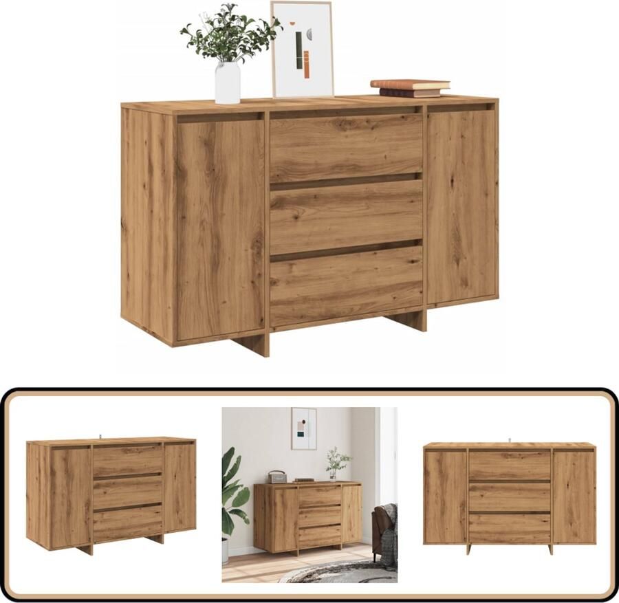VidaXL Dressoir 120x41x75 cm Artisanaal Eikenkleur Dressoir Kast Houten Dressoir Salontafel Opslagoplossing