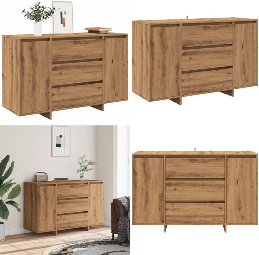VidaXL Dressoir 120x41x75 cm bewerkt hout artisanaal eikenkleur Dressoir Dressoirs Opbergkast Wandkast
