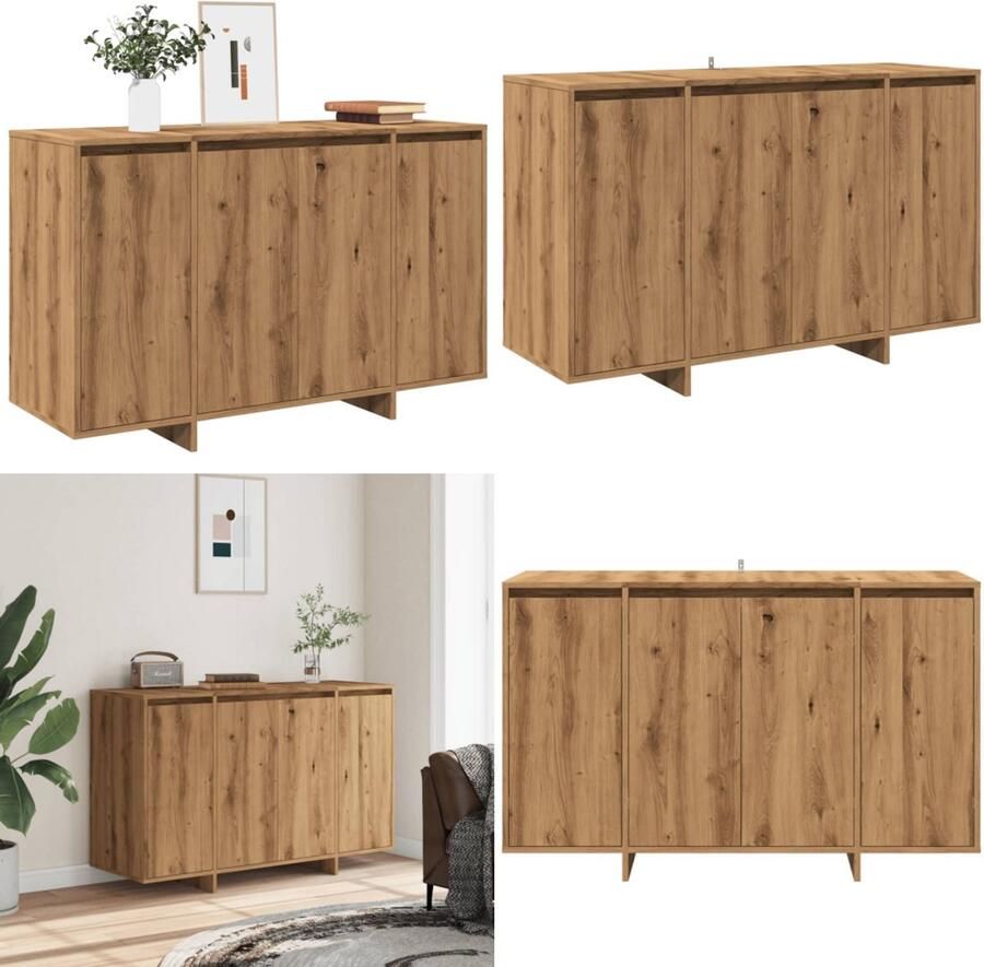 VidaXL Dressoir 120x41x75 cm bewerkt hout artisanaal eikenkleurig Dressoir Dressoirs Opbergkast Buffet