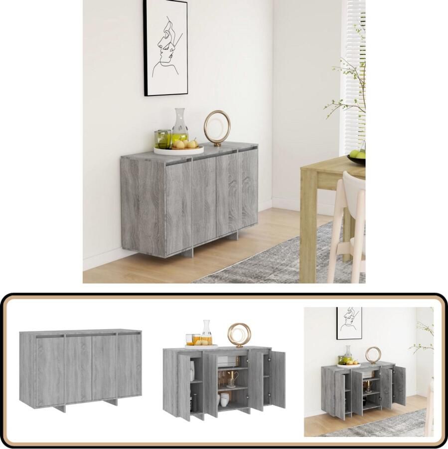 VidaXL Dressoir Grijs Sonoma Eiken 120x41x75 cm Dressoir Salontafel Houten Dressoir Grijze Dressoir Vintage Dressoir