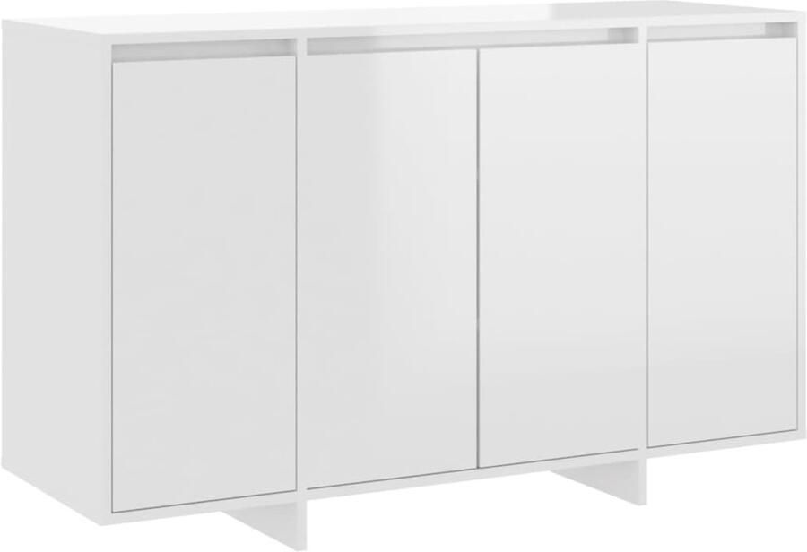 VidaXL Dressoir Hoogglans Wit Bewerkte Hout 120x41x75cm Dressoir Bijzettafel Salontafel Opbergkast Buffetkast