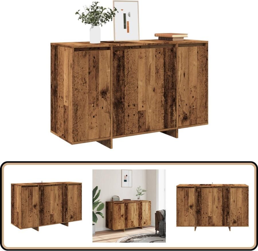 The Living Store Dressoir 120x41x75 cm bewerkt hout oud houtkleurig Dressoir Kast Houten Dressoir Vintage Dressoir Salontafel