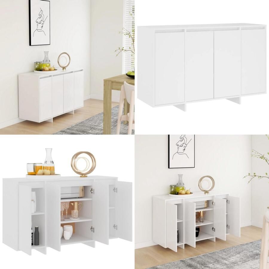 VidaXL Dressoir 120x41x75 cm bewerkt hout wit Dressoir Dressoirs Opbergkast Buffetkast