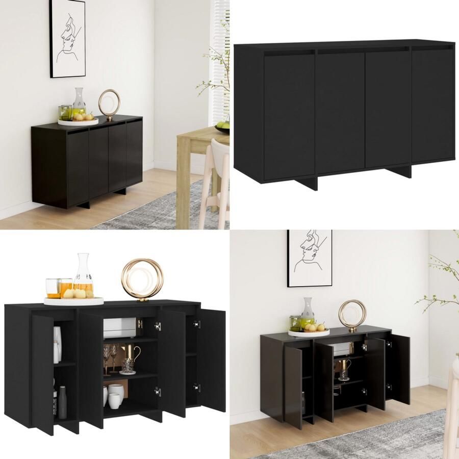 VidaXL Dressoir 120x41x75 cm bewerkt hout zwart Dressoir Dressoirs Opbergkast Buffetkast