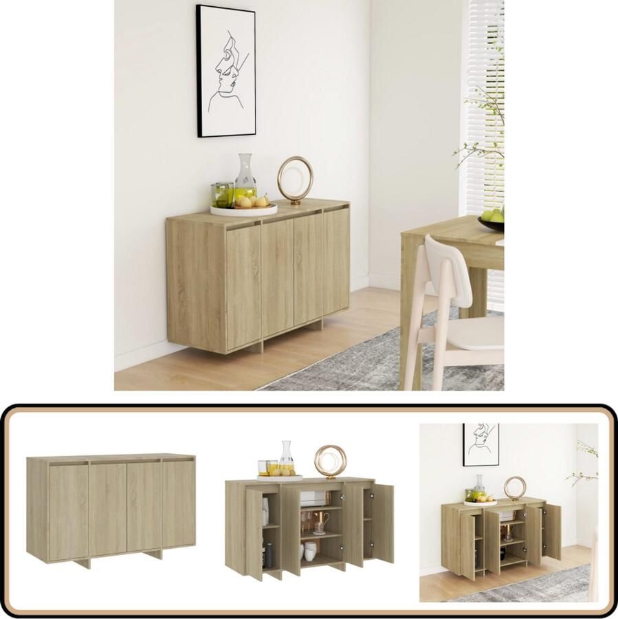 VidaXL Dressoir 120x41x75 cm Sonoma eiken Dressoir Bijzettafel Salontafel Opbergkast Buffetkast - Foto 2