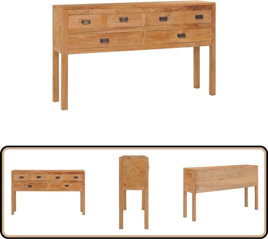 VidaXL Dressoir Massief Teakhout 125x30x75 cm Dressoir Teakwood Kast Vintage Dresser Landelijke Commode Salon Tafel
