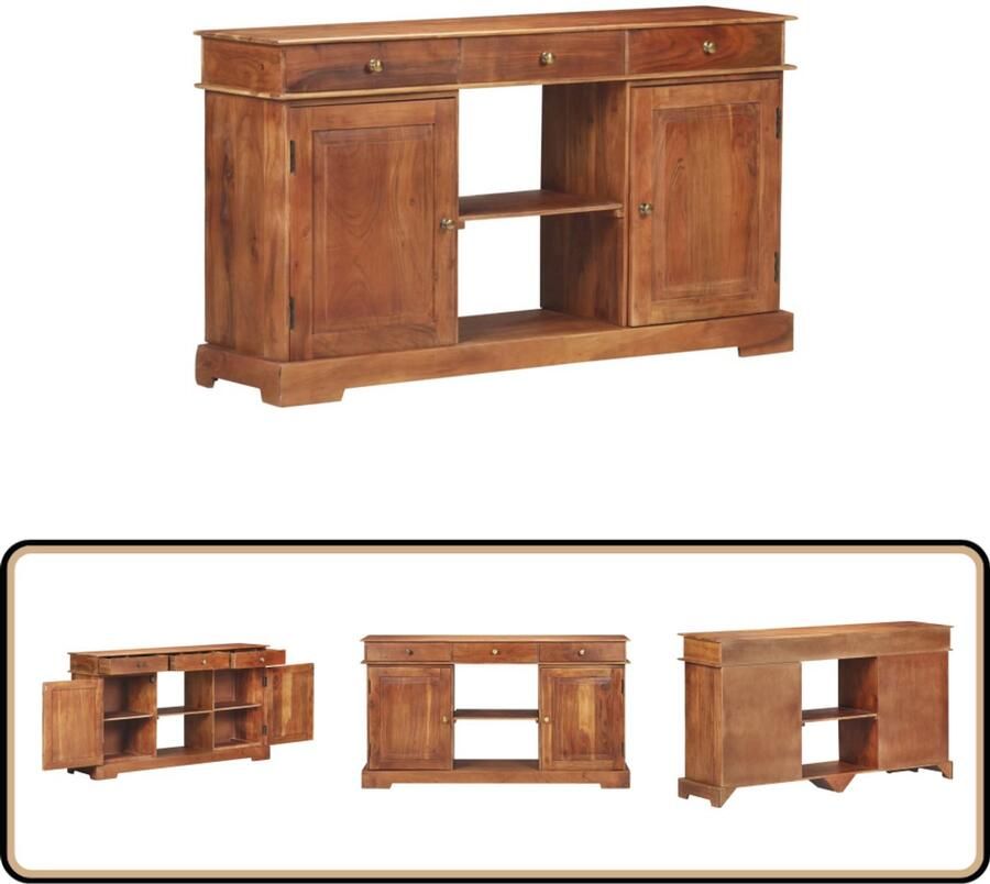 VidaXL Dressoir 135x35x75 cm Acaciahout Houten Kast Dressoir Massief Hout Acacia Vintage
