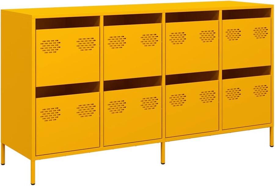 VidaXL Dressoir 135x39x73 5 cm koudgewalst staal mosterdgeel