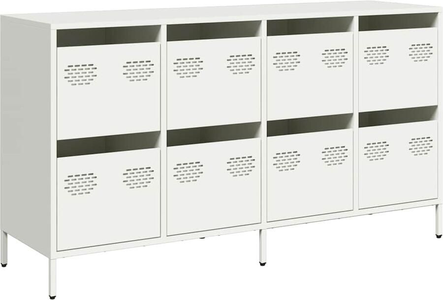 VidaXL Dressoir 135x39x73 5 cm koudgewalst staal wit