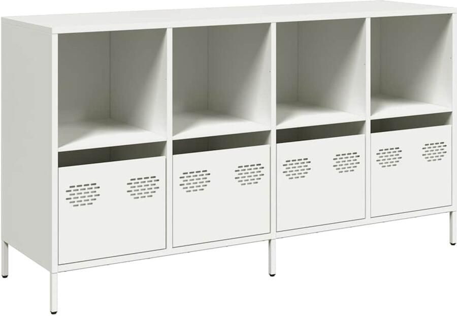 VidaXL Dressoir 135x39x73 5 cm koudgewalst staal wit