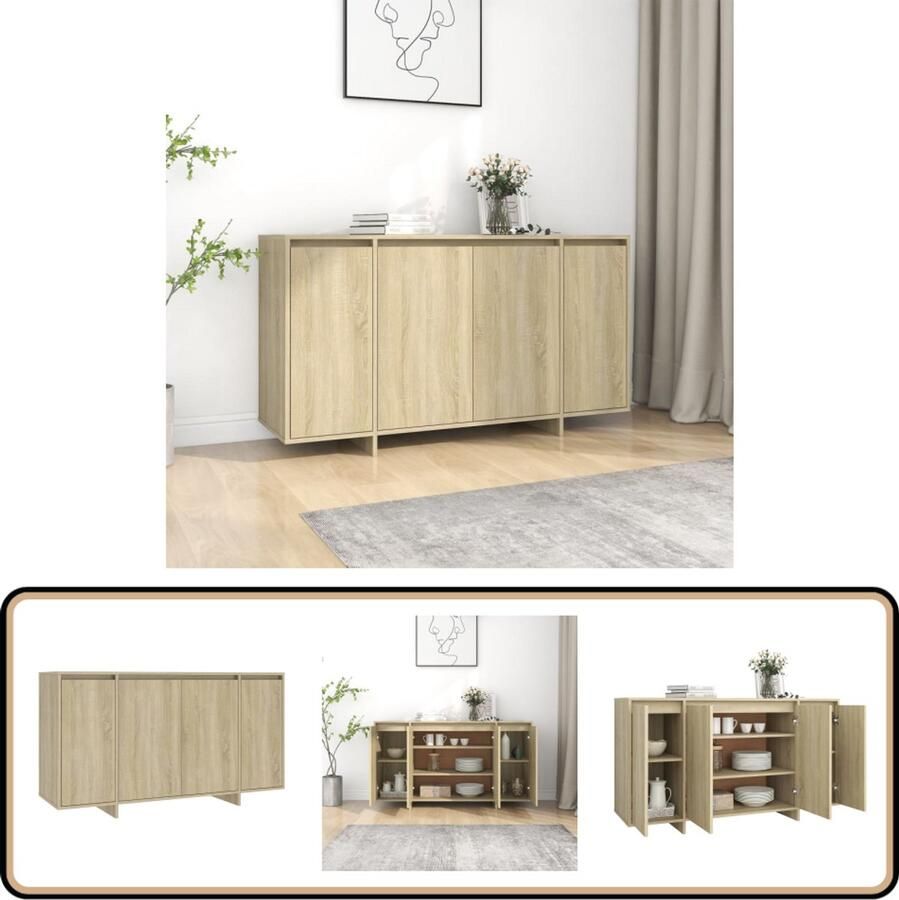 VidaXL Dressoir Sonoma Eiken 135 cm Dressoir Bijzettafel Salontafel Opbergkast Tv-stand - Foto 2