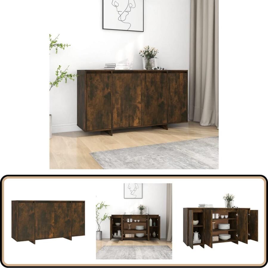 VidaXL Dressoir 135x41x75 cm Gerookt Eiken Hout Dressoir Bijzettafel Opbergkast Houten Dressoir Kamerdecoratie - Foto 2