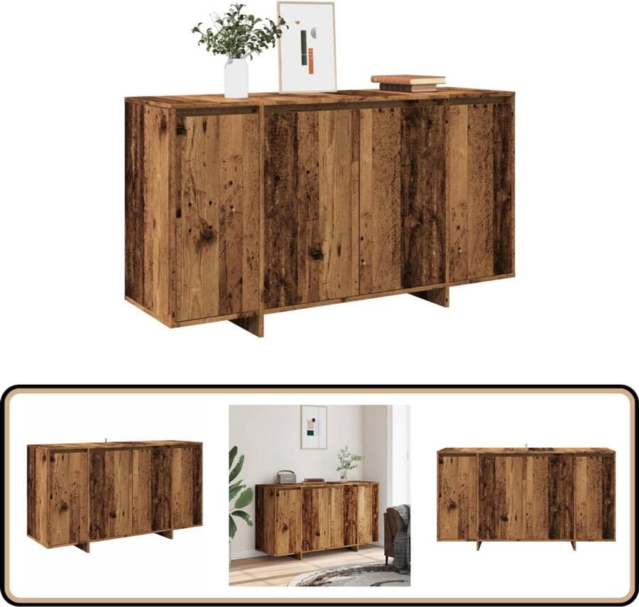 VidaXL Dressoir 135x41x75 cm Oud Hout Dressoir Houten Dressoir Vintage Dressoir Opbergmeubel Salontafel