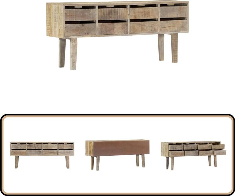 VidaXL Dressoir 140x30x60 cm Mangohout met 8 lades Ladekast Dressoir Mangohout Vintage Landelijk