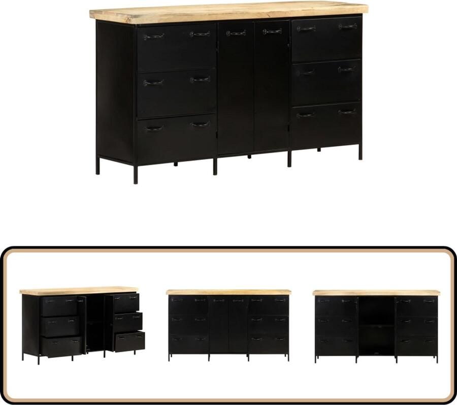 VidaXL Dressoir 140x38x76 cm Mangohout & Staal Dressoir Mangohout Industrieel Vintage Rustic