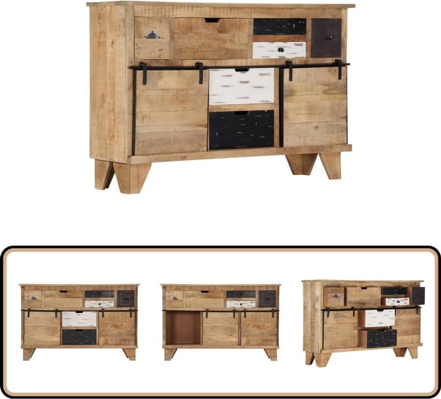 VidaXL Dressoir Massief Mangohout 140x38x90 cm Dressoir Mangohout Vintage Landelijk Salontafel - Foto 2