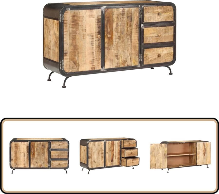 VidaXL Dressoir 140x40x80 cm mangohout & ijzer Dressoir Mangohout Antique Style Industrieel Design Opbergruimte