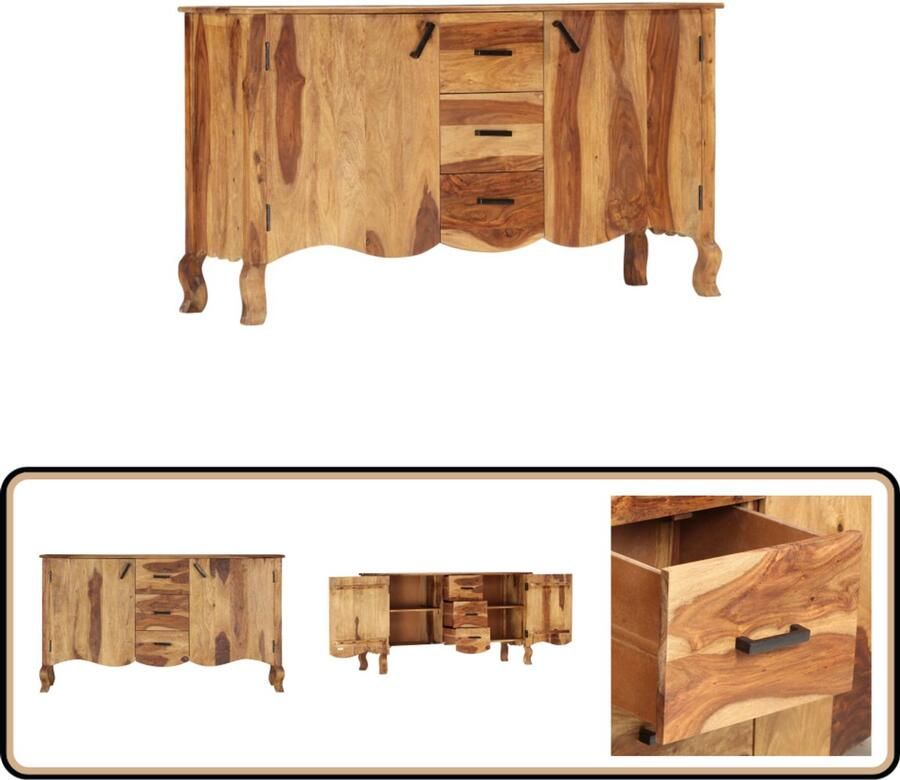 VidaXL Dressoir 145x40x80 cm Massief Sheeshamhout Dressoir Sheeshamhouten Meubels Vintage Dressoir Salontafel Tv Tafel