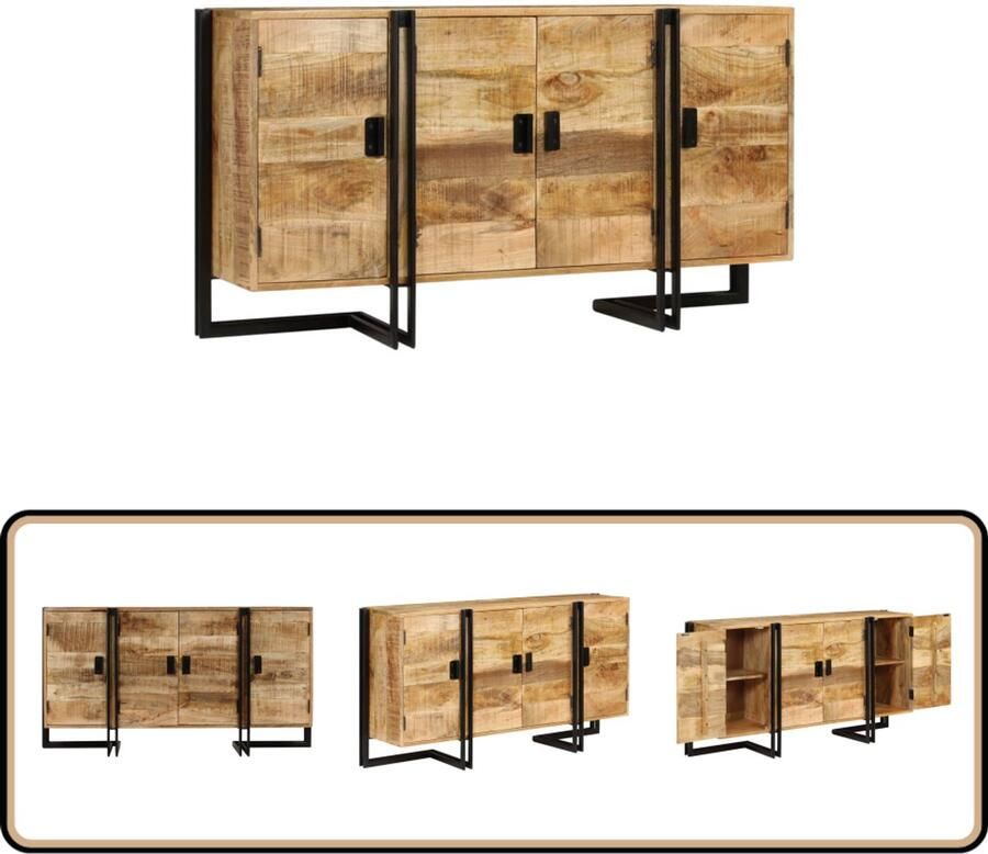 VidaXL Dressoir 150x40x80 cm Massief Mangohout Dressoir Mangohout Industrieel Design Vintage Opbergruimte