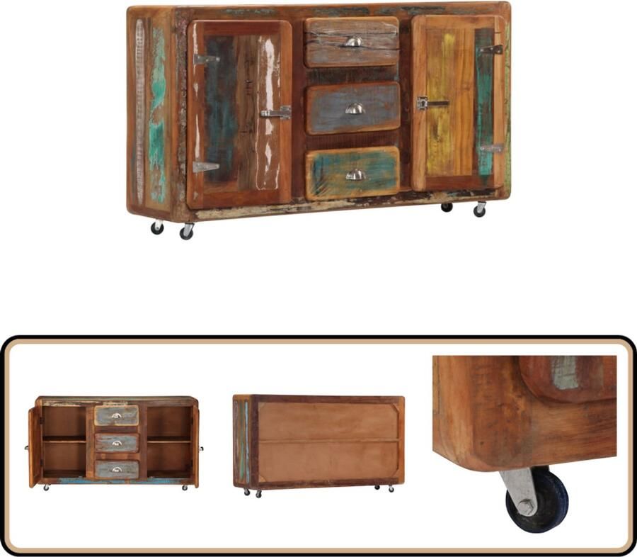 VidaXL Dressoir Massief Gerecycled Hout 150 cm Dressoir Vintage Meubels Landelijke Stijl Rustic Furniture Houten Dressoir