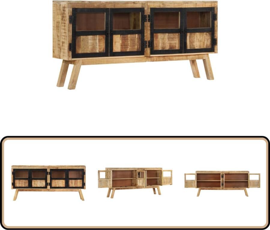 VidaXL Dressoir Massief Mangohout 160x30x76 cm Dressoir Mangohout Vintage Industrieel Opbergruimte