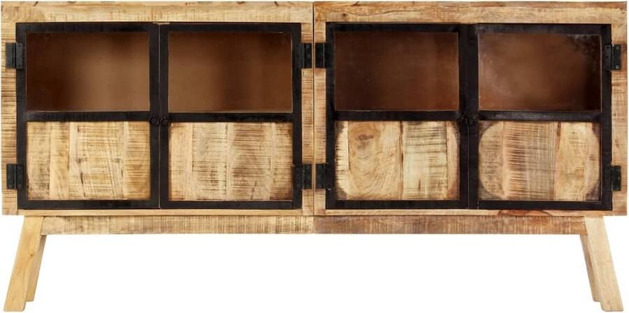 The Living Store Dressoir 160x30x80 cm massief ruw mangohout bruin en zwart Dressoir Kasten Meubels Salontafel Livingroom - Foto 3